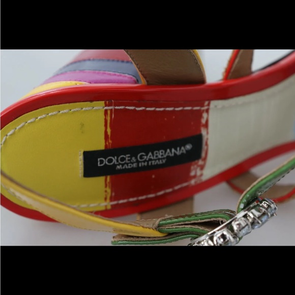 DOLCE & GABBANA Shoes Sandals Multicolor Leather Crystal EU39 / US8.5 RRP $1400 - Picture 4 of 12